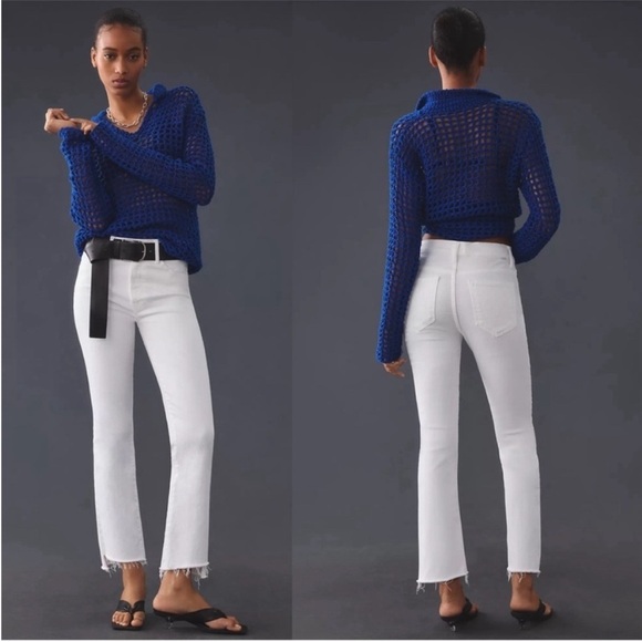 MOTHER Denim - MOTHER The Hustler Ankle Fray Jean Fairest of them All White Sz 32